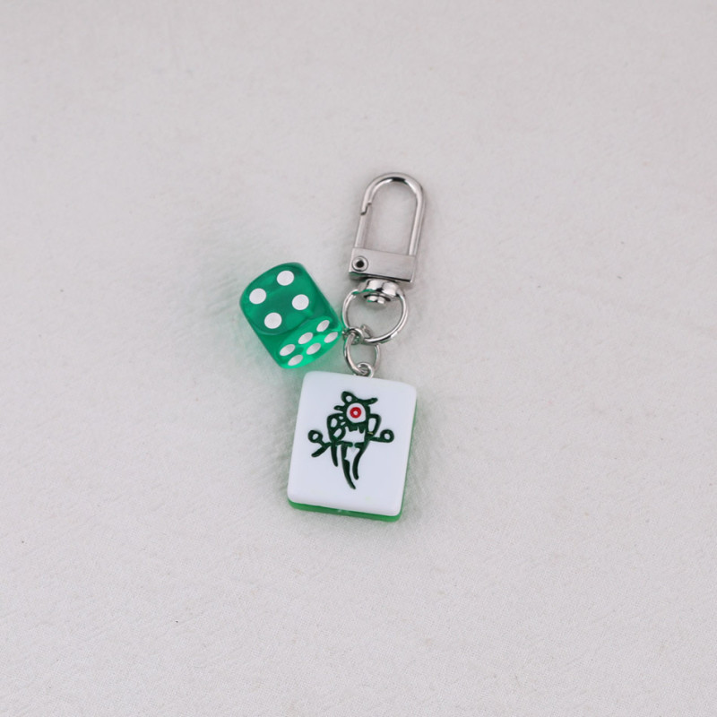 Creative Simulation Mahjong Fortune Red Dice Set Keychain Pendant School Bag Car Jewelry