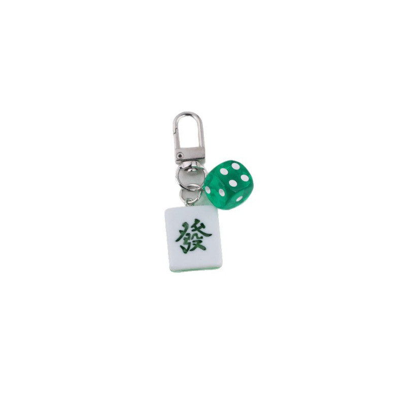 Creative Simulation Mahjong Fortune Red Dice Set Keychain Pendant School Bag Car Jewelry