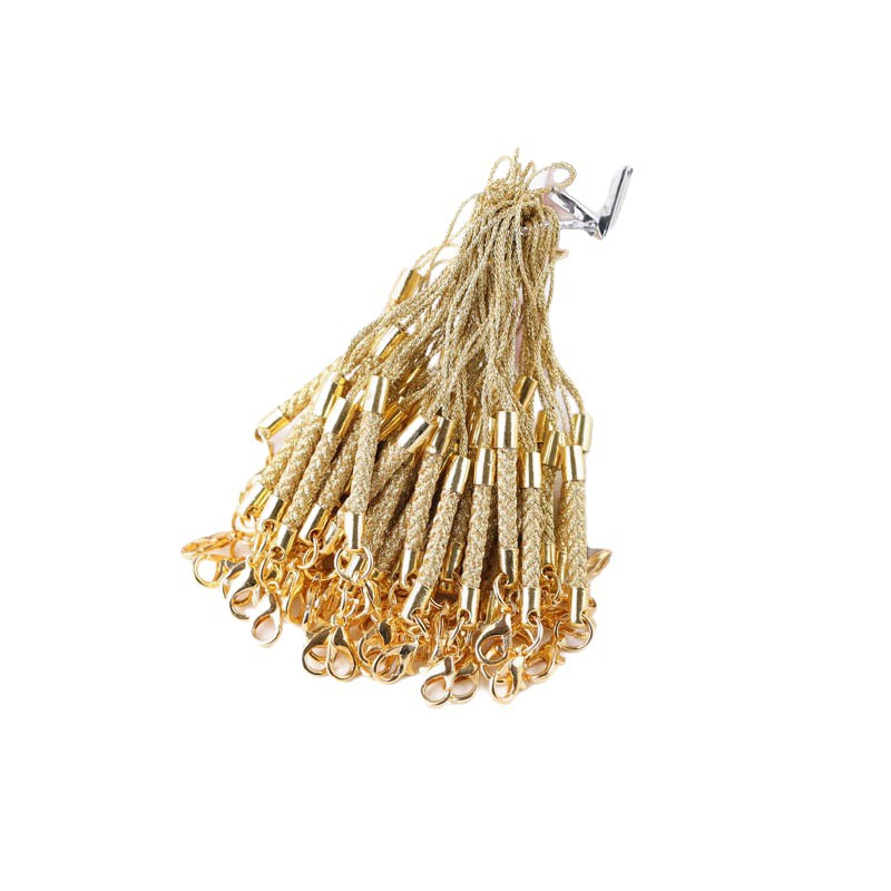 Gold and Silver Mobile Phone Rope with Lobster Clasp Doll Toy Sling Pendant Hand-woven