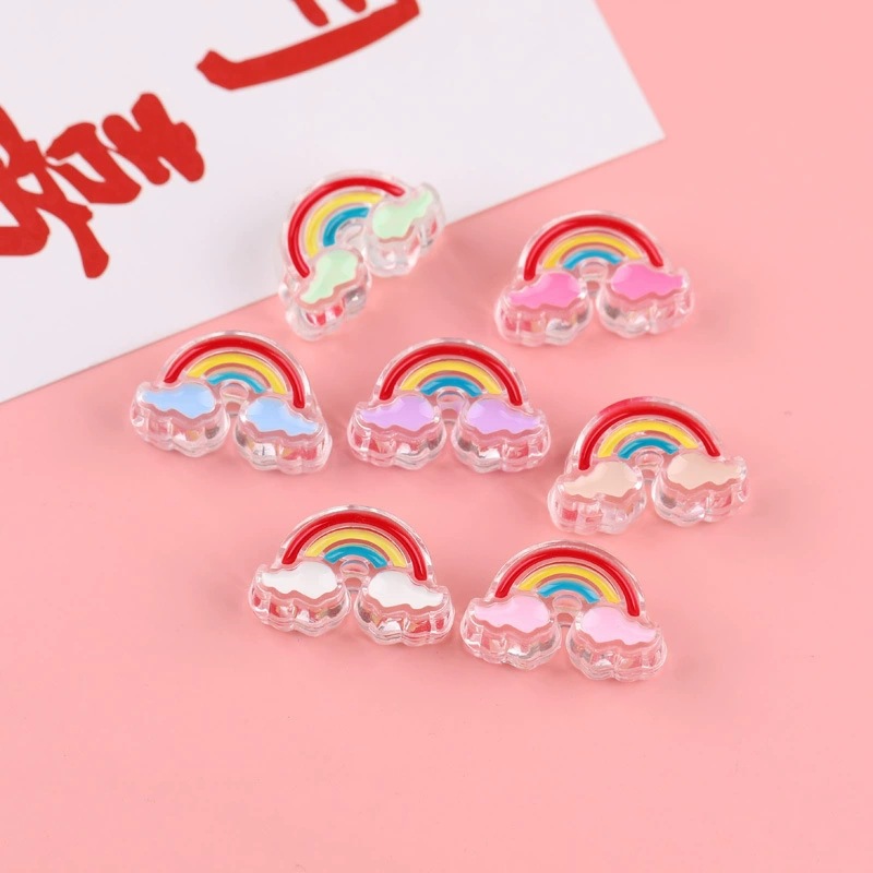 Mixed Transparent Star Love Dripping Oil Acrylic Beads Loose Handmade Diy Hair Rope