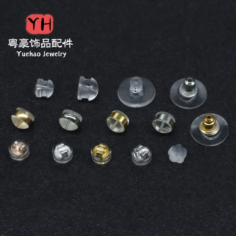 Diy Earrings Accessories 18k Real Gold Plating Transparent Plastic Silicone Ear Plugs