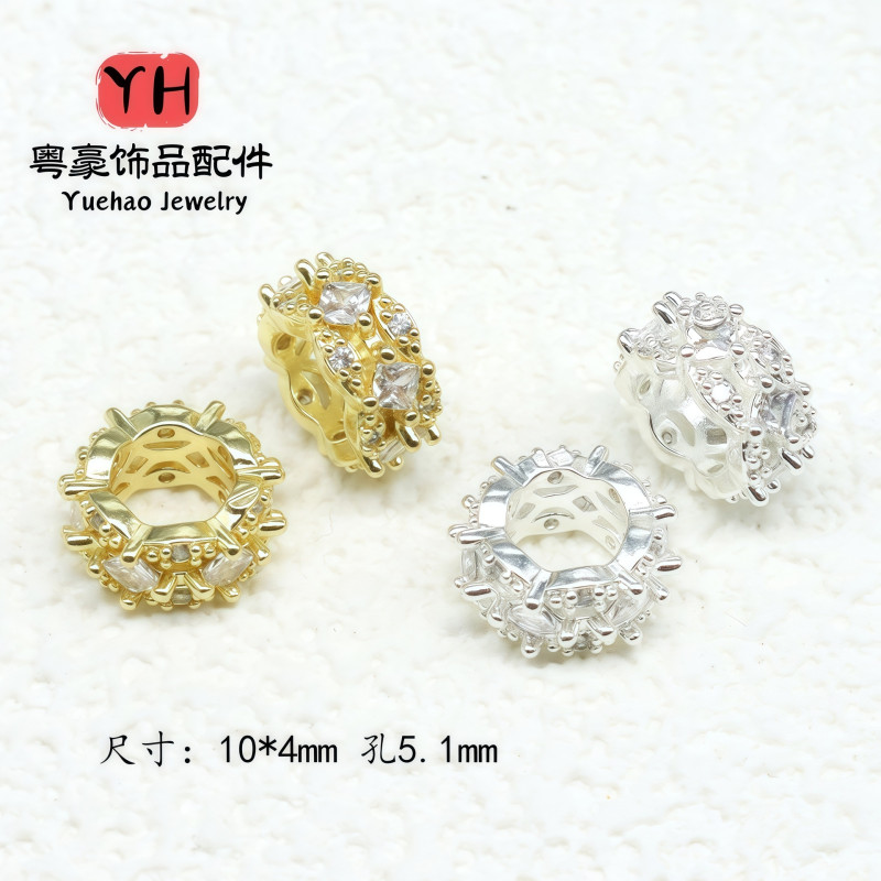 Color-preserving Zircon Spacer Beads, Full Drilled Large Hole Barrel Diy Bracelets