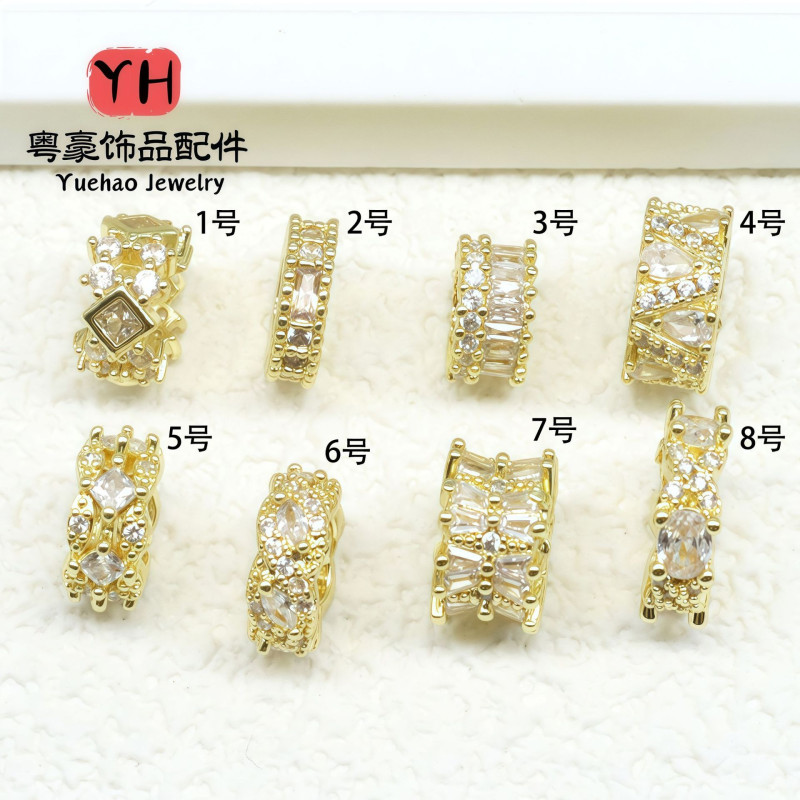 Color-preserving Zircon Spacer Beads, Full Drilled Large Hole Barrel Diy Bracelets