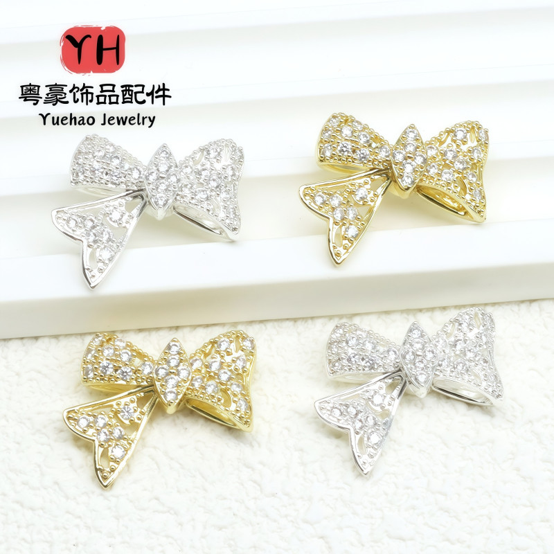 14k Gold-filled Color-protected Zirconium-filled Diamond Bow Beaded Crystal Accessories