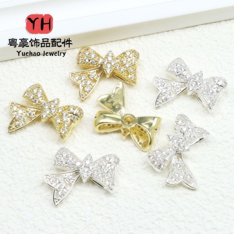 14k Gold-filled Color-protected Zirconium-filled Diamond Bow Beaded Crystal Accessories