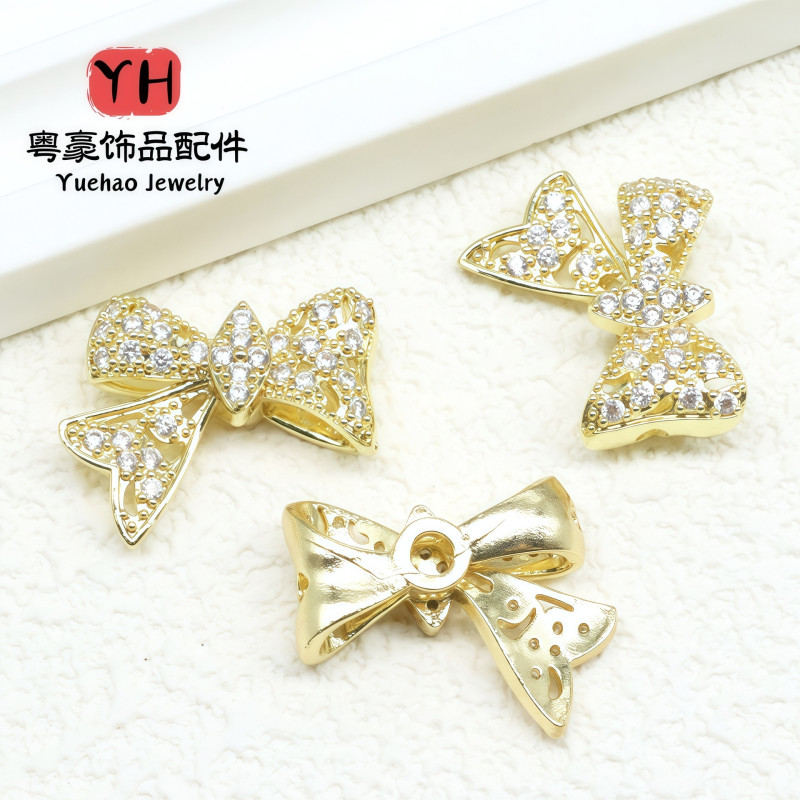 14k Gold-filled Color-protected Zirconium-filled Diamond Bow Beaded Crystal Accessories