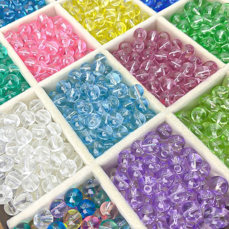 8mm Transparent Glass Ball Diy Ice Beads Diy Beading Handmade Material Bracelet Necklace