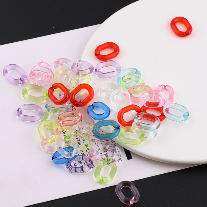 19*14mm Color Transparent Resin Chain Buckle Diy Mobile Phone Ring Bag Diy Jewelry
