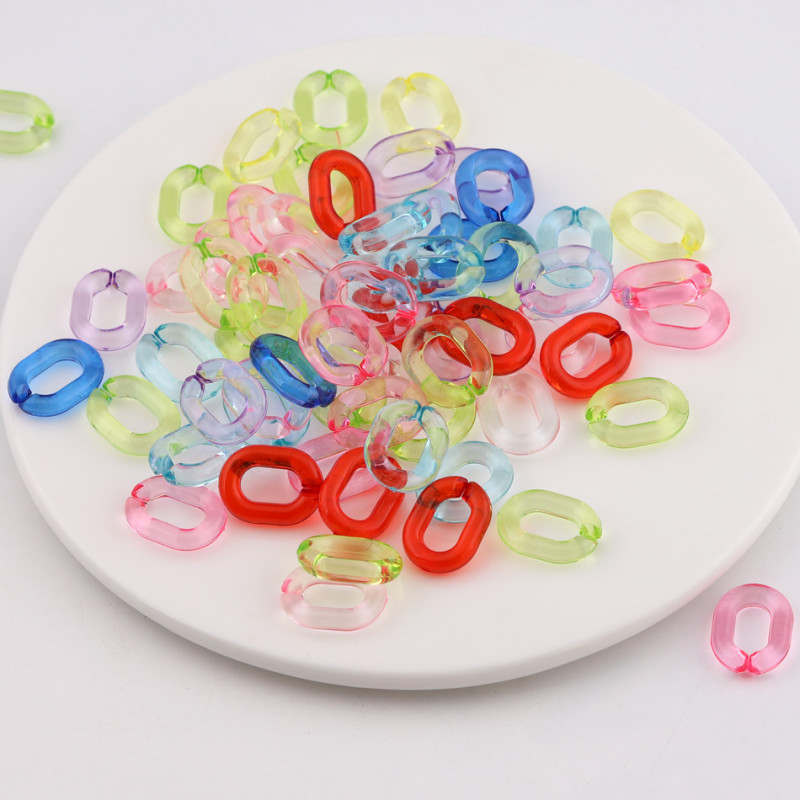 19*14mm Color Transparent Resin Chain Buckle Diy Mobile Phone Ring Bag Diy Jewelry