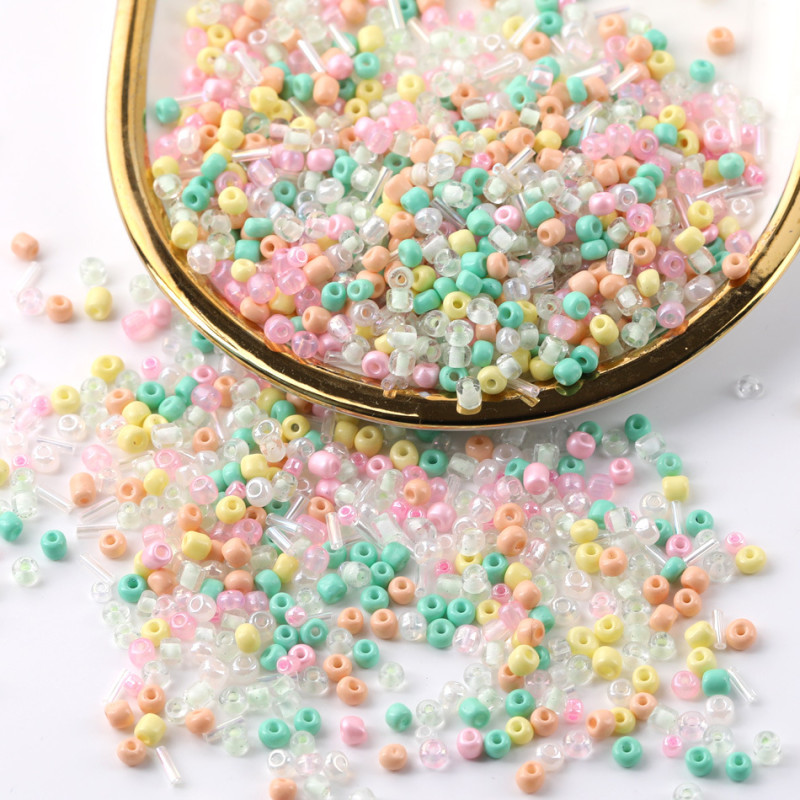 Mixed Color Tube Glass Transparent Rice Beads Millet Diy Handmade Bracelet Loose Beading