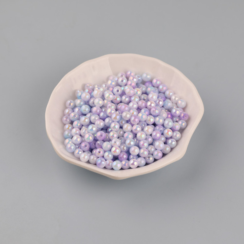 6mm Gradient Color Imitation Pearl Straight Hole Plastic Two-color Scattered Beads