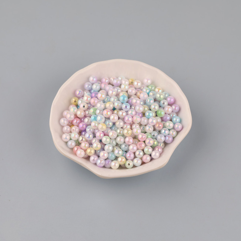 6mm Gradient Color Imitation Pearl Straight Hole Plastic Two-color Scattered Beads