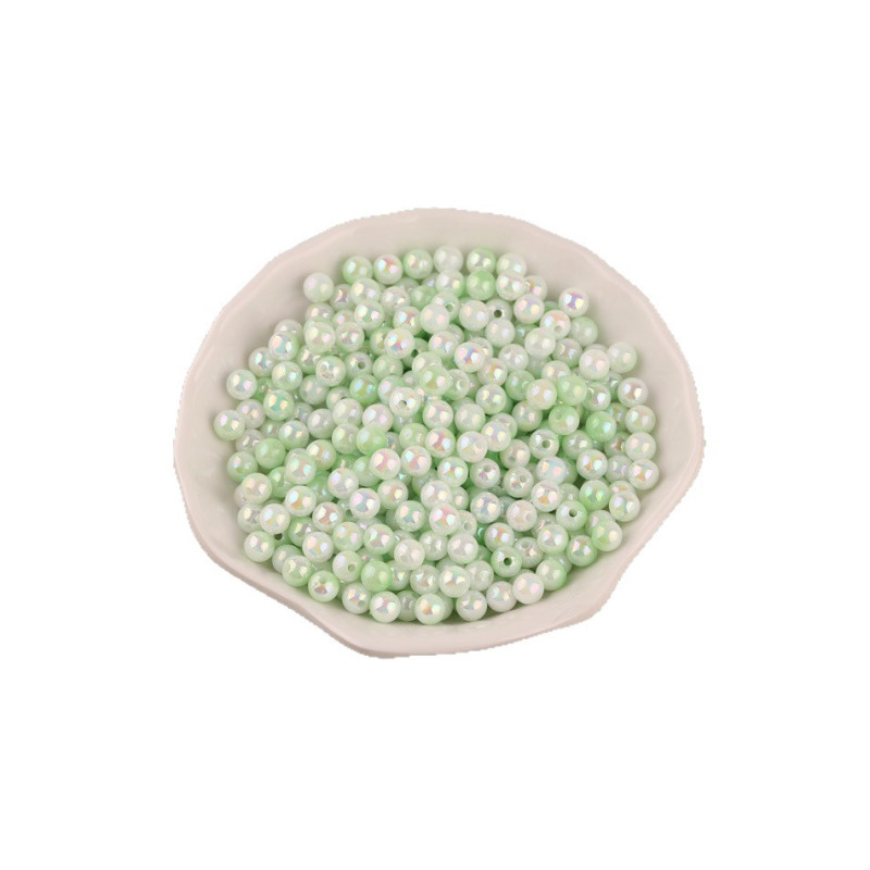 6mm Gradient Color Imitation Pearl Straight Hole Plastic Two-color Scattered Beads