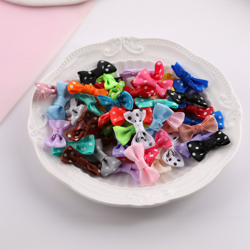 25mm Colorful Dot Printed Bow Diy Clothing Accessories Small Bow Tie Handmade Hair Hoop