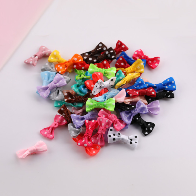 25mm Colorful Dot Printed Bow Diy Clothing Accessories Small Bow Tie Handmade Hair Hoop
