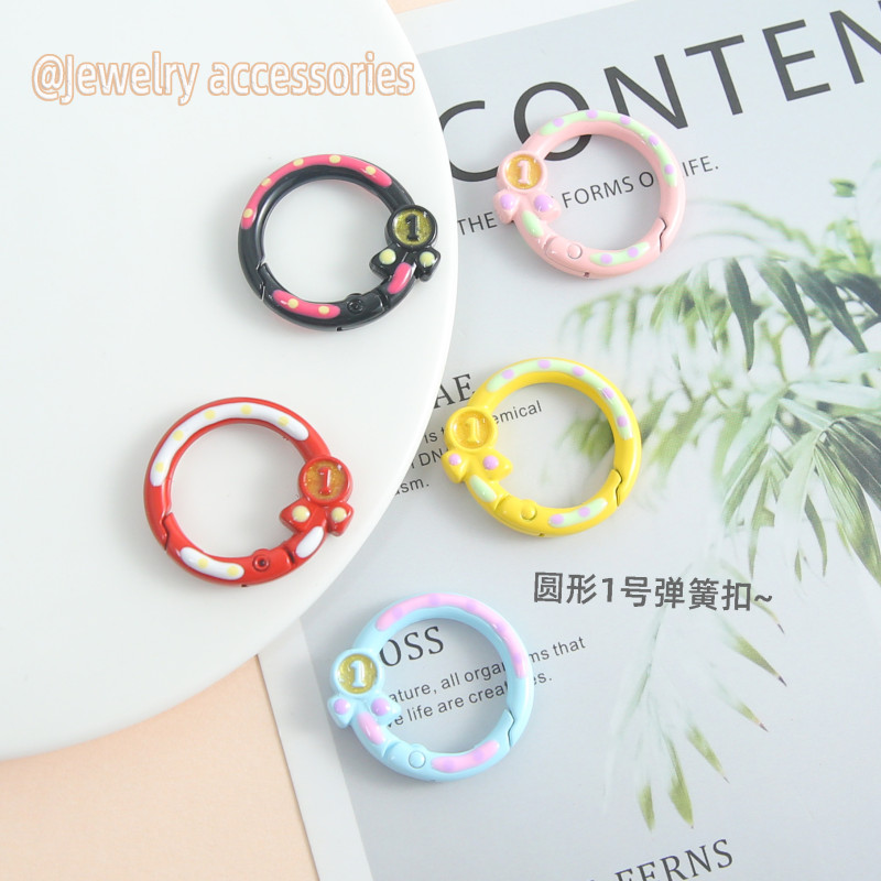 Candy Color Donut with Number 1 Spring Buckle Mobile Phone Chain Keychain Handmade Diy