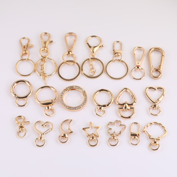 A Variety of Zinc Alloy Special-shaped Buckle Love Diamond Crystal Spring Ring Key Chain