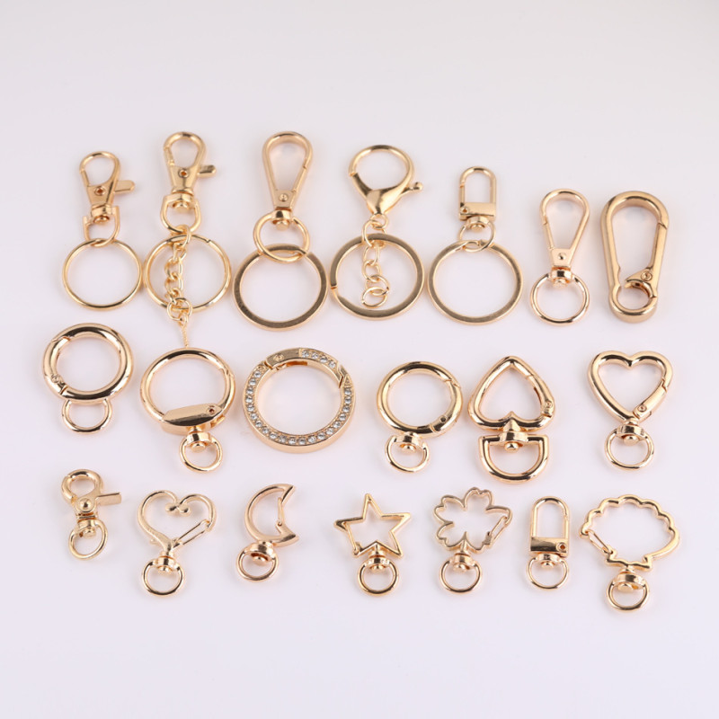 A Variety of Zinc Alloy Special-shaped Buckle Love Diamond Crystal Spring Ring Key Chain
