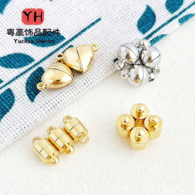 14k Gold-filled Color-preserving Cylindrical Peach Heart-shaped Magnet Buckle Diy Jewelry