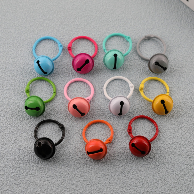 Paint Color Pet Bell Book Ring Buckle Combination Key Chain Spring Key Diy Jewelry