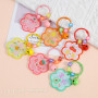 New Candy-colored Double-sided Acrylic Word Plate Bell Card Ring Keychain Handmade Diy