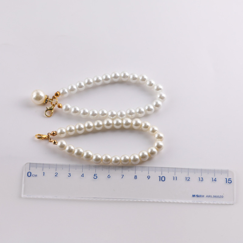 Imitation Pearl Glass Short Chain Hand Bag Mobile Phone Case Key Pendant Jewelry