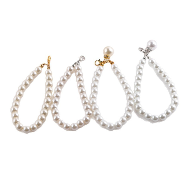 Imitation Pearl Glass Short Chain Hand Bag Mobile Phone Case Key Pendant Jewelry