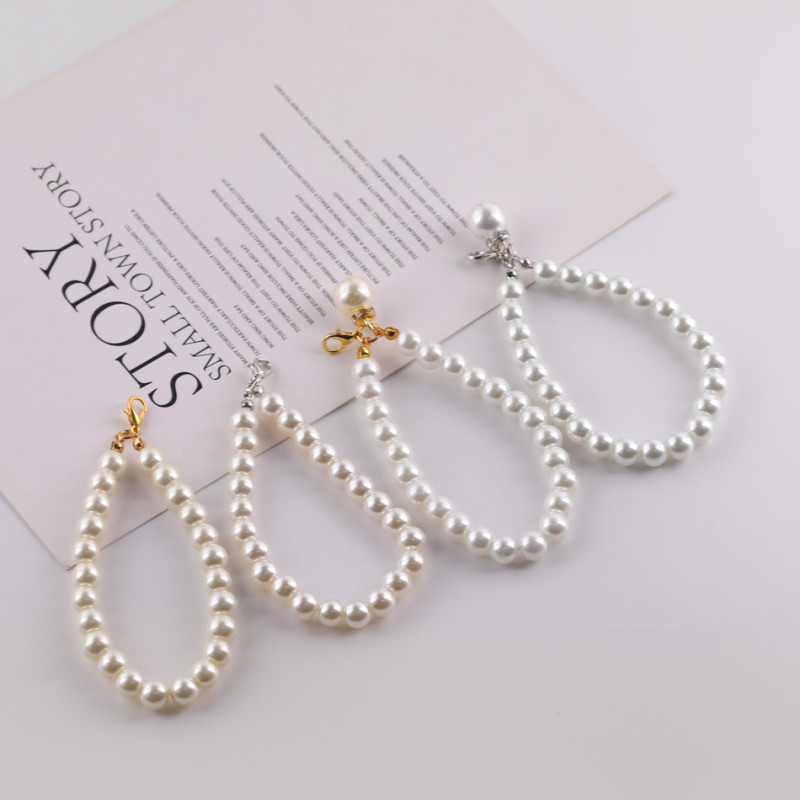 Imitation Pearl Glass Short Chain Hand Bag Mobile Phone Case Key Pendant Jewelry