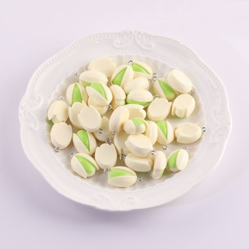 Simulated Pistachio Nut Resin Pendant Diy Handmade Keychain Bag Decorative Jewelry