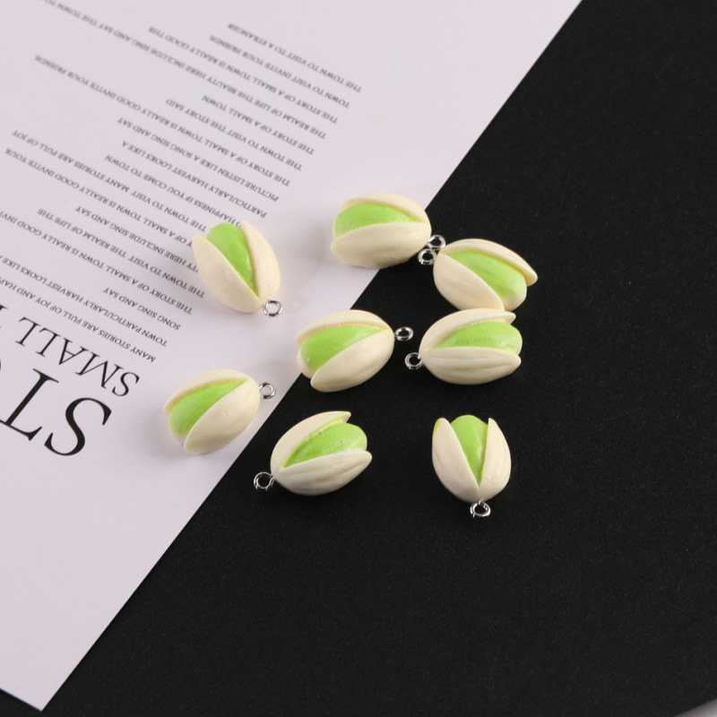 Simulated Pistachio Nut Resin Pendant Diy Handmade Keychain Bag Decorative Jewelry