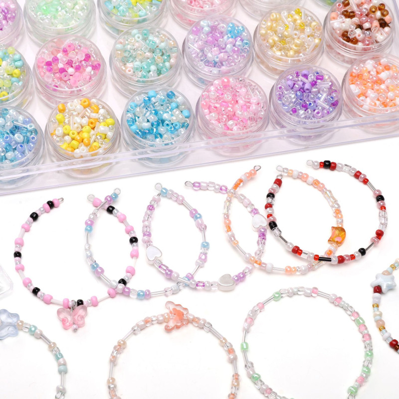 20g Glass Mixed Color Rice Beads Loose Handmade Diy Bracelet Jewelry Material Package