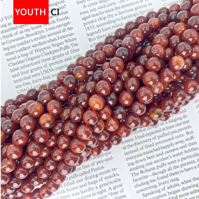 Natural Stone Loose Bead Crystal 7a Red Agate Round Beads Bracelet Hand Rope