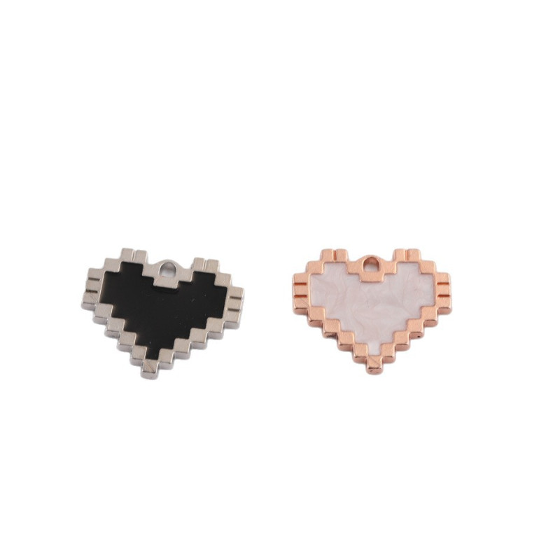 Black and White Mosaic Love Heart-shaped Oil Drop Pendant Jewelry Accessories Diy