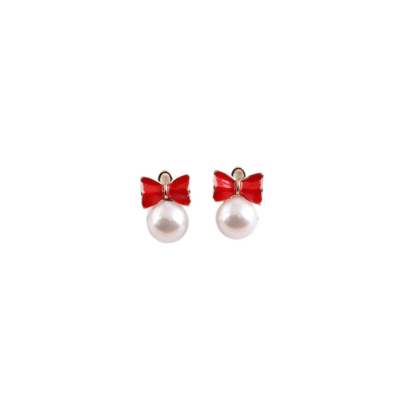Small Fresh Pearl Bow Drip Oil Alloy Accessories Diy Jewelry Earrings Pendant Bracelet
