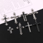 Dark Style Gothic Black Diamond Cross Handmade Necklace Alloy Pendant Jewelry Accessories