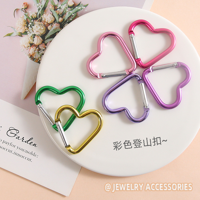 Candy Color Electro-galvanized Alloy Love-shaped Carabiner Backpack Buckle Cute Handmade