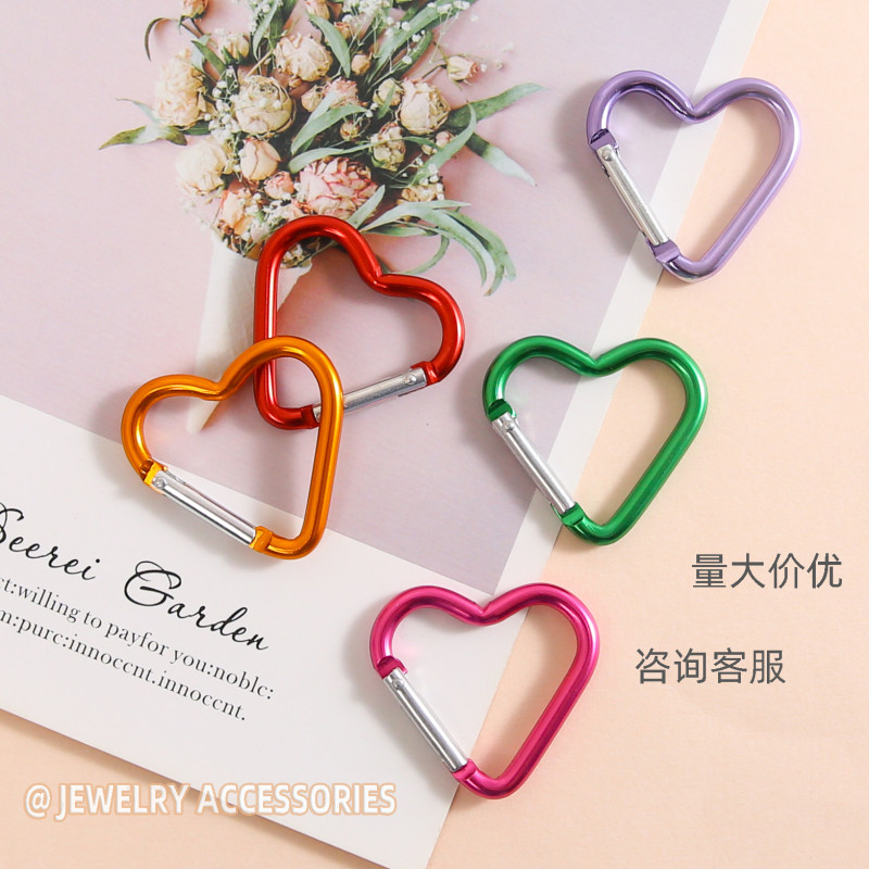 Candy Color Electro-galvanized Alloy Love-shaped Carabiner Backpack Buckle Cute Handmade