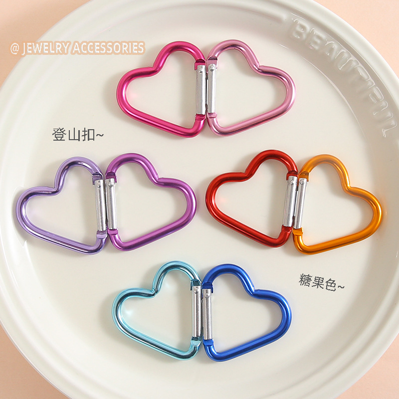 Candy Color Electro-galvanized Alloy Love-shaped Carabiner Backpack Buckle Cute Handmade