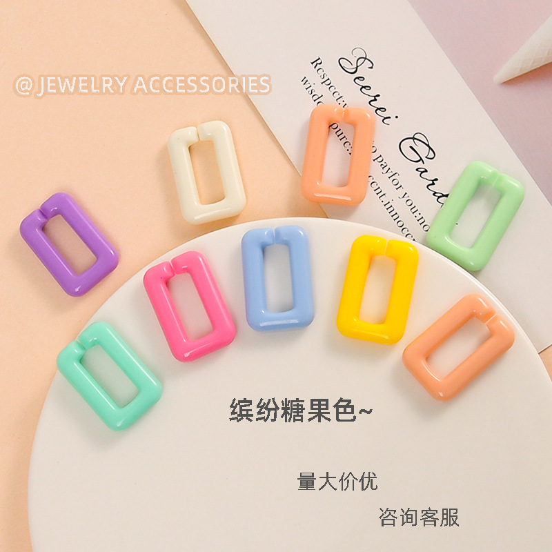 Candy Color Flat Rectangular Chain Buckle Opening Handmade Diy Jewelry Backpack Mobile