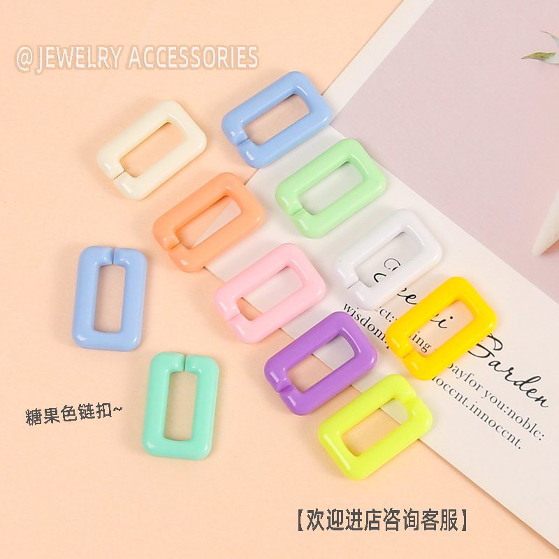 Candy Color Flat Rectangular Chain Buckle Opening Handmade Diy Jewelry Backpack Mobile