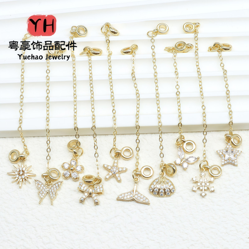 14k Gold-filled Color-preserving Crystal Bracelet Butterfly Safety Chain Anti-lost Tassel
