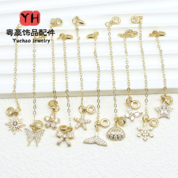 14k Gold-filled Color-preserving Crystal Bracelet Butterfly Safety Chain Anti-lost Tassel