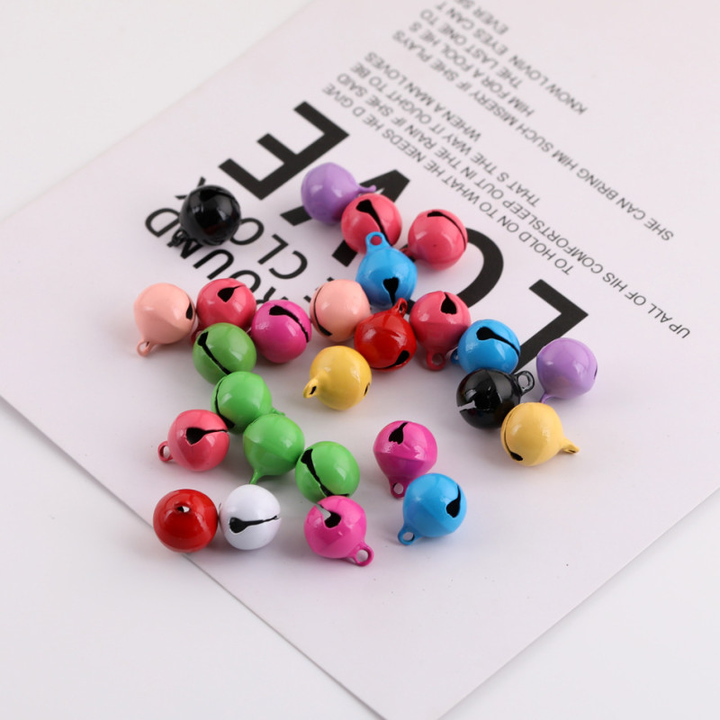 12mm Candy Color Painted Round Small Bell Diy Keychain Pendant Pet Jewelry Accessories