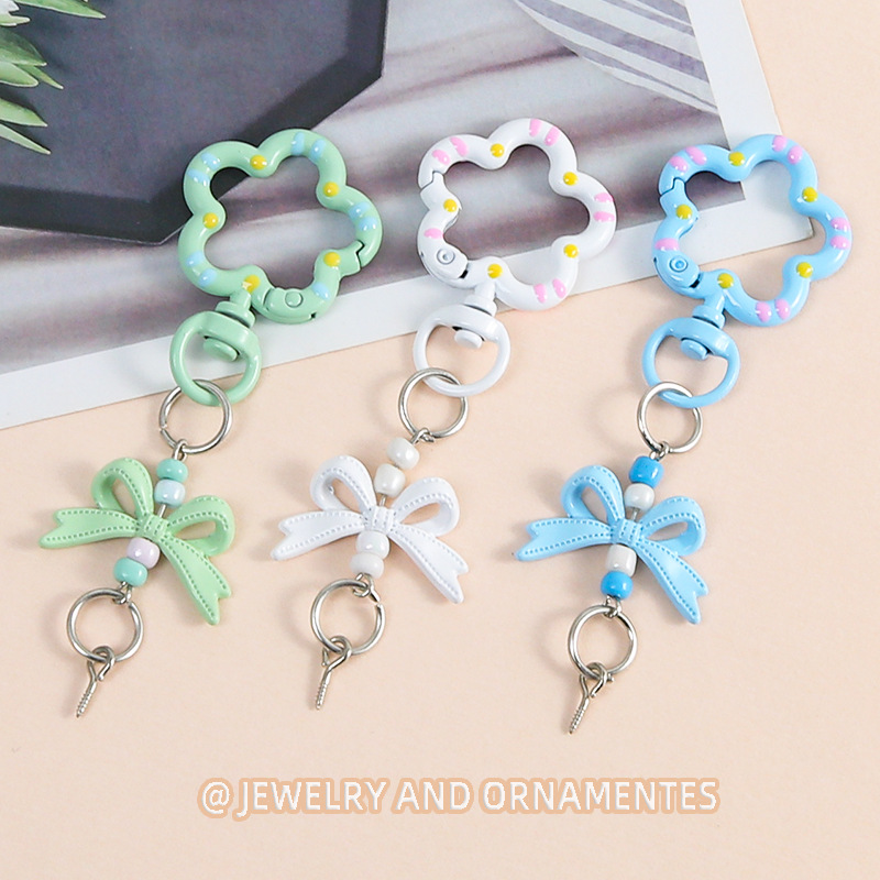 Candy Colored Flower Streamer Bow Knot Croissant Nail Spring Buckle Handmade Diy Jewelry
