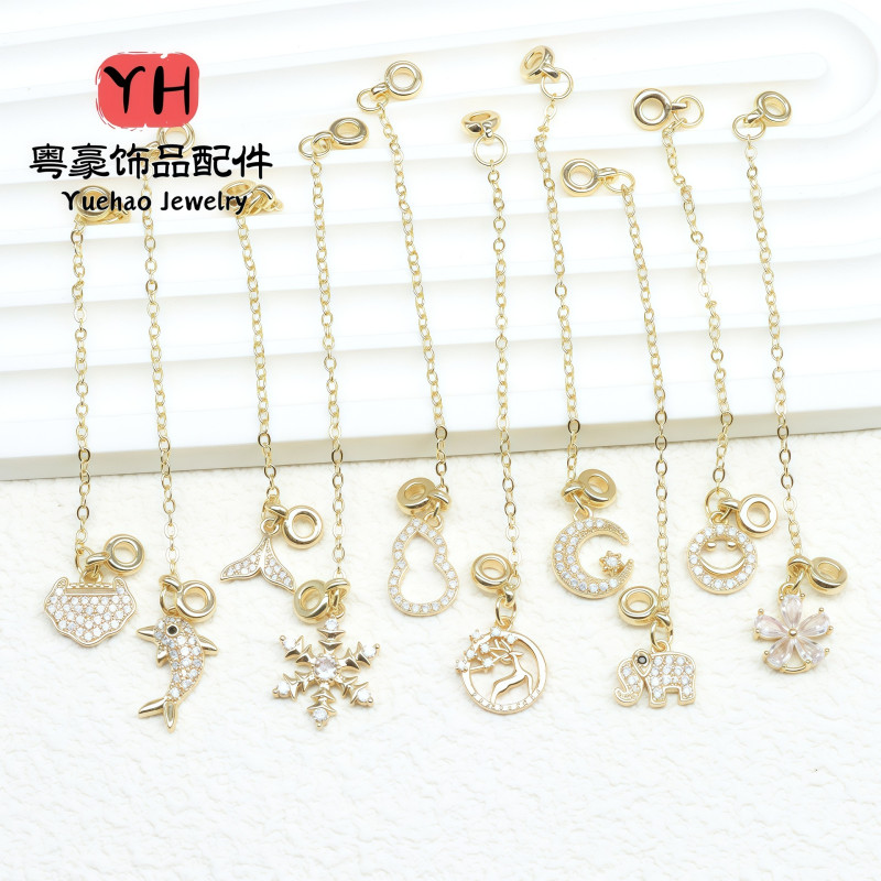 14k Gold Color-preserving Light Luxury Butterfly Bracelet Diy Safety Chain Micro-inlaid