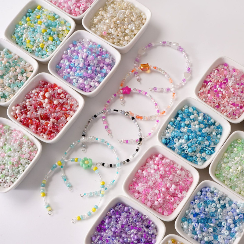 Glass Mixed Color Rice Beads Diy Handmade Hand Beaded Bracelet Necklace Jewelry