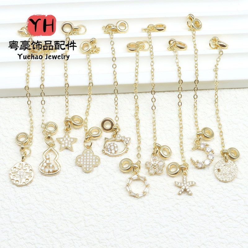 Light Luxury Copper Gold-plated Silver Star and Moon Bracelet Accessories Diy Safety