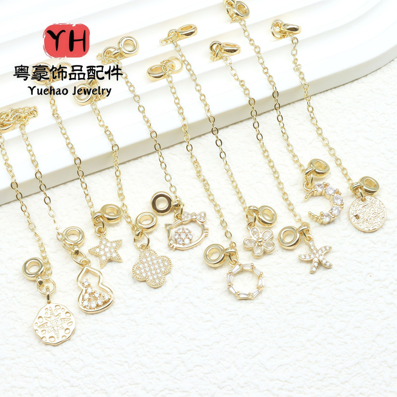 Light Luxury Copper Gold-plated Silver Star and Moon Bracelet Accessories Diy Safety