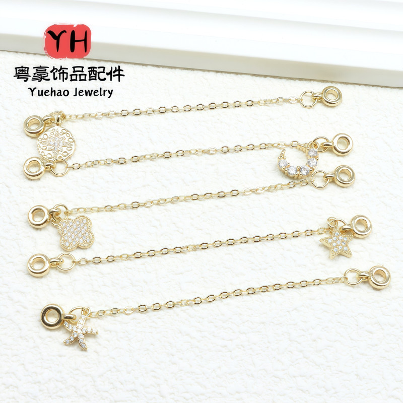 Light Luxury Copper Gold-plated Silver Star and Moon Bracelet Accessories Diy Safety