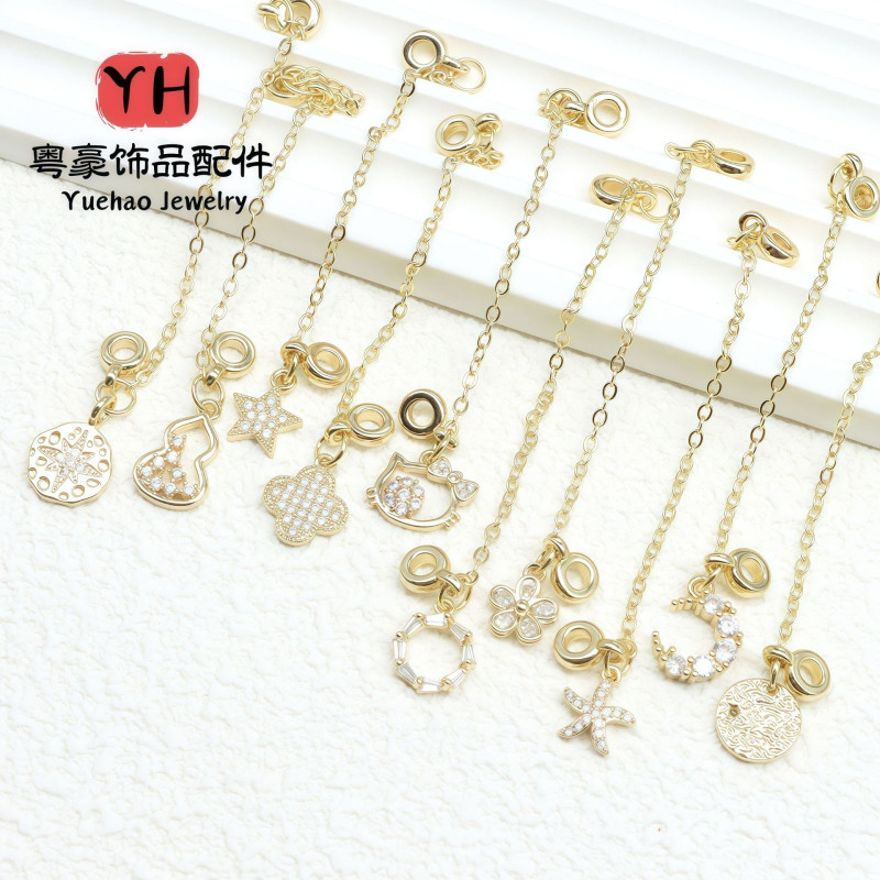 Light Luxury Copper Gold-plated Silver Star and Moon Bracelet Accessories Diy Safety